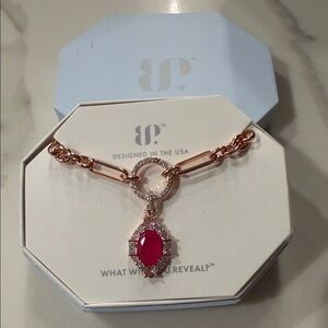 BP Rose Gold Necklace with Vibrant Pink Pendant